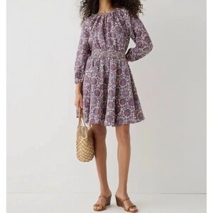 J. Crew Size XS Palermo Floral Bouquet Smocked Waist Dress Garden Party Autumn